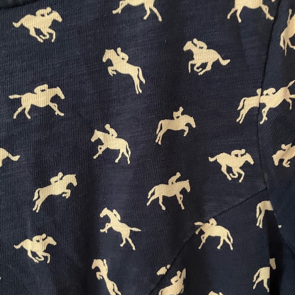 Boden Phoebe Jersey Navy 100% Cotton Casual Dress Equestrian Print Sz 10P - Picture 5 of 9